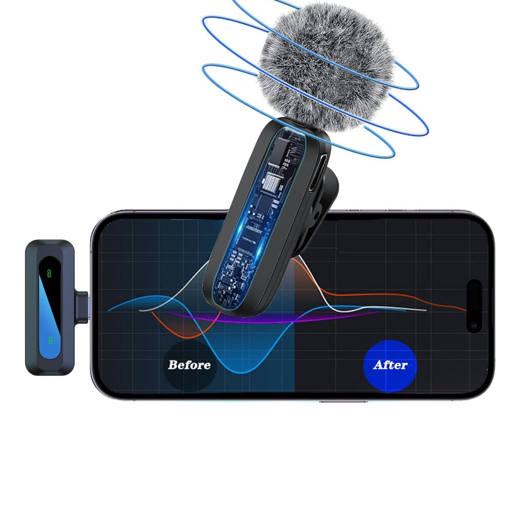 Lavalier Microphone Wireless Mini Mic for Android Apple Phone Tablet PC Video Recording