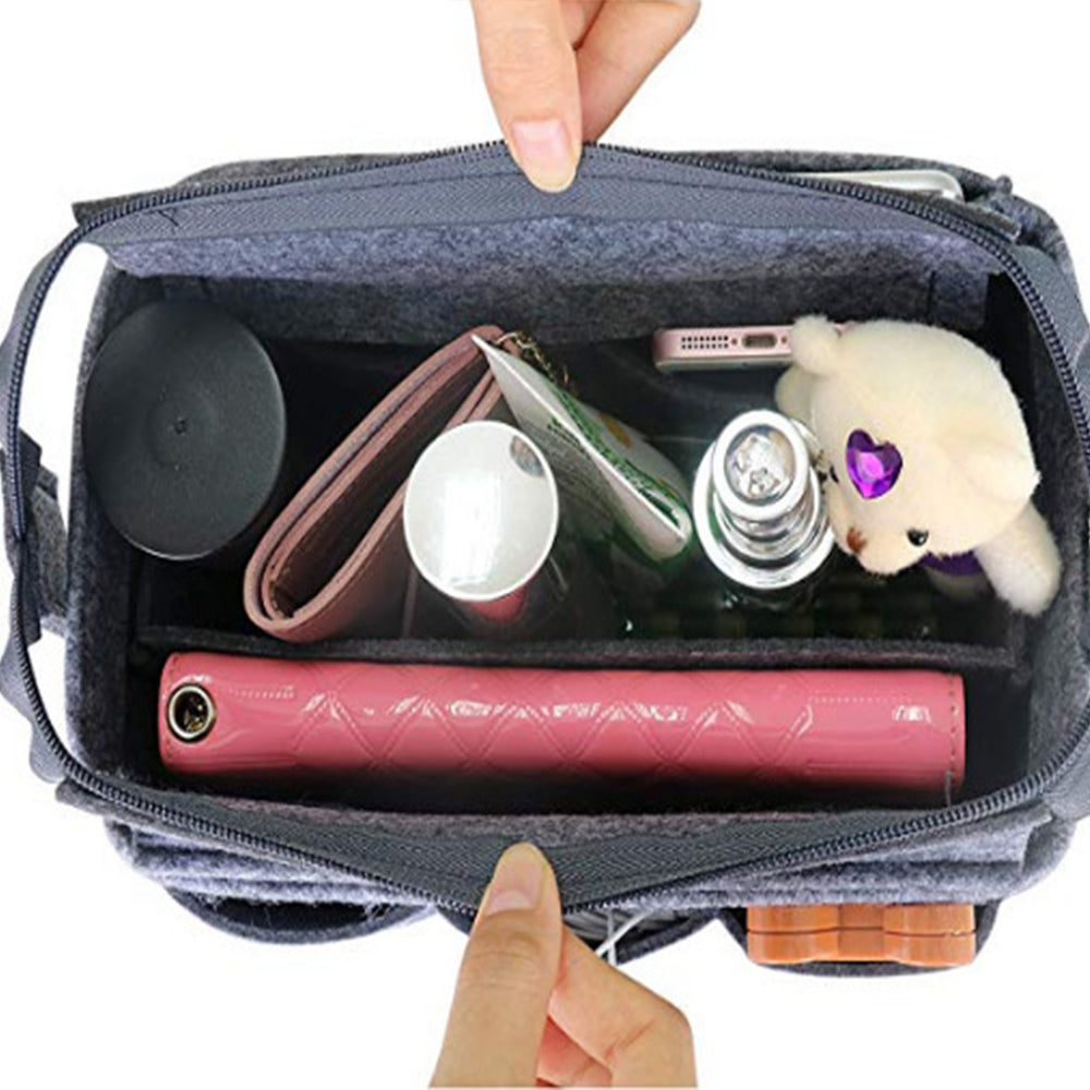 Felt Purse Insert Tote Bag Liner with Removable Zipper