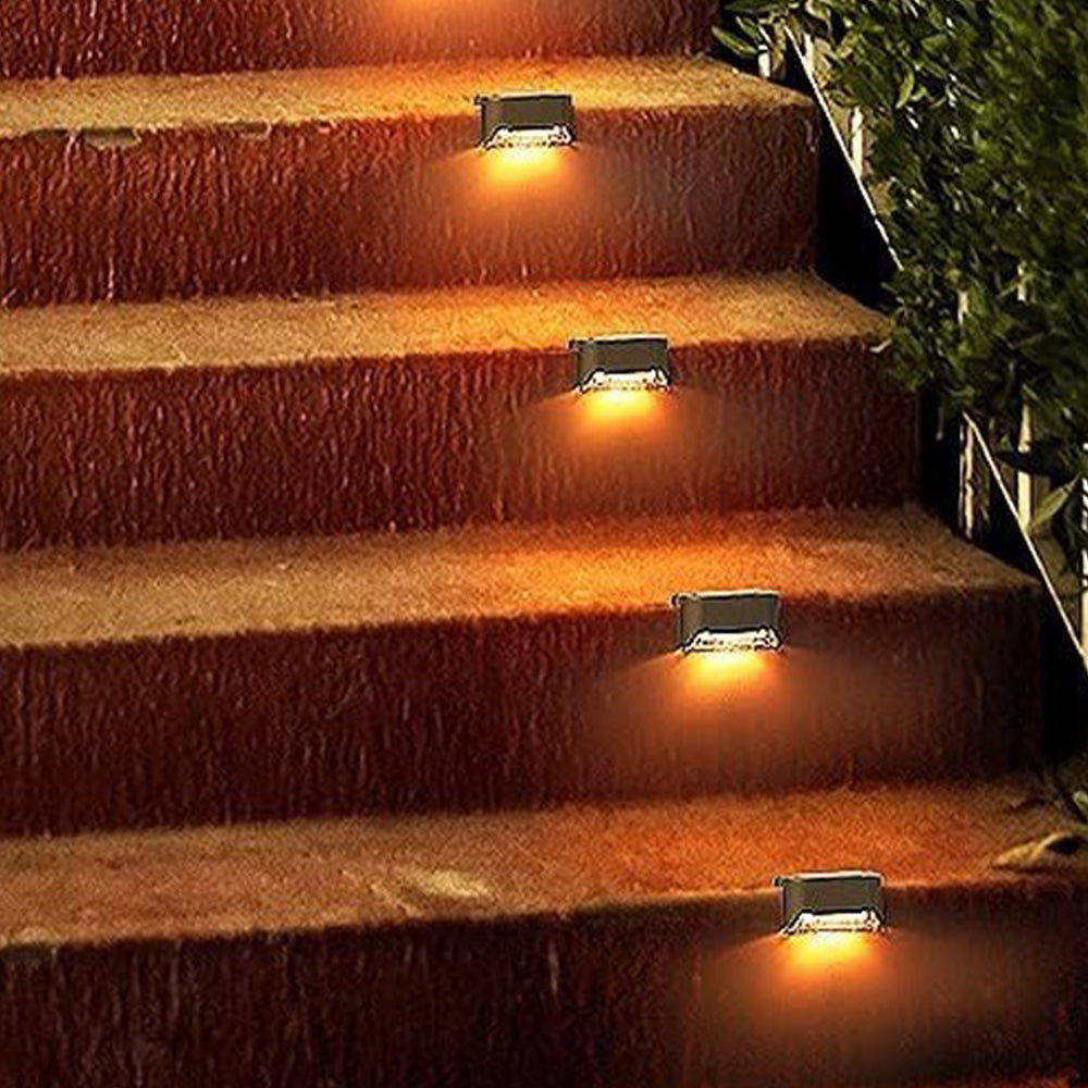 4Pcs LED Solar Fence and Step Lights for Outdoor Garden Stairs and Deck