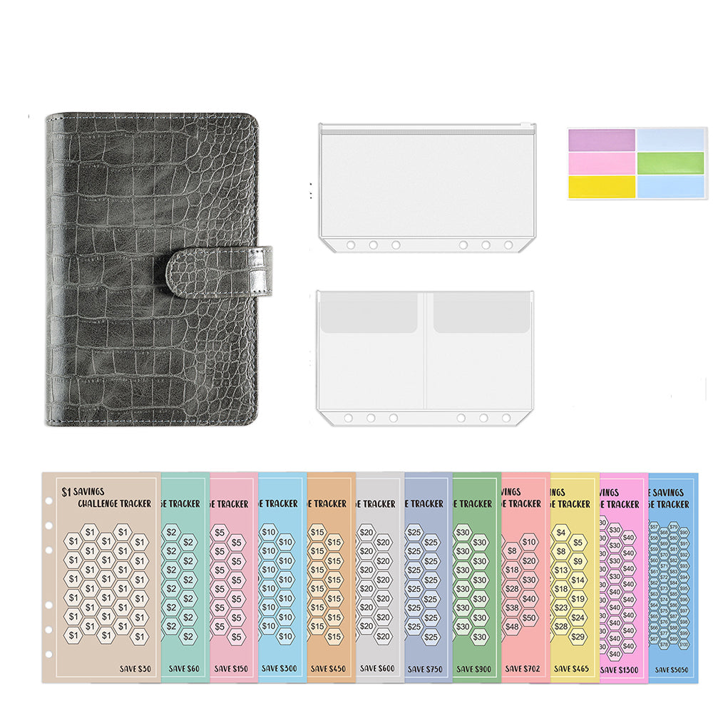 2-in-1 A6 Money Saving Zipper Cash Storage Binder