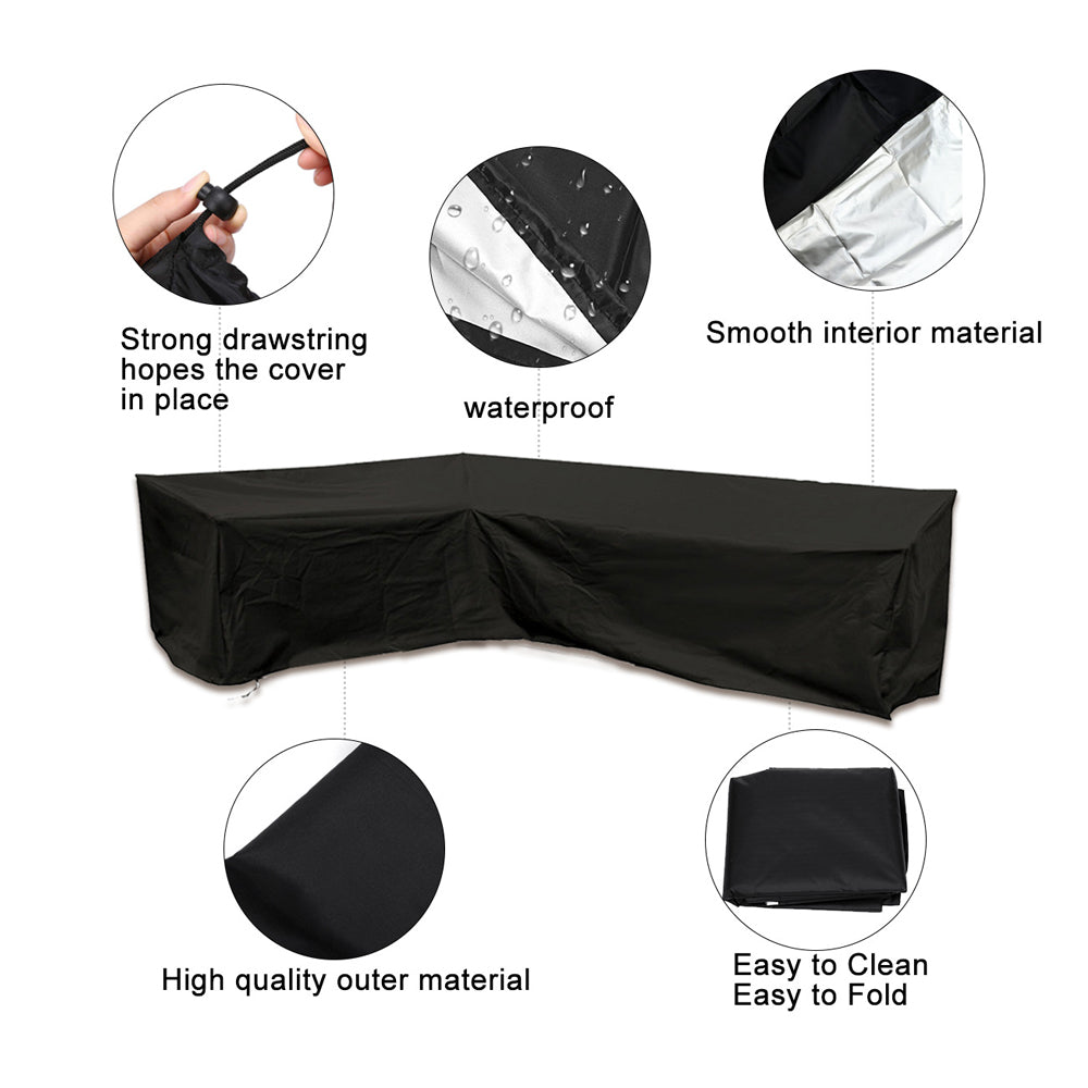 2Pcs Water Resistant L-Shape Sectional Sofa Protector Cover-1 sectional cover + 1 table cover