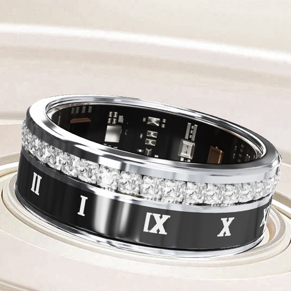Smart Fitness Ring Health Rings Fitness Tracker Ring with Heart Rate Sleep Monitoring-Silver
