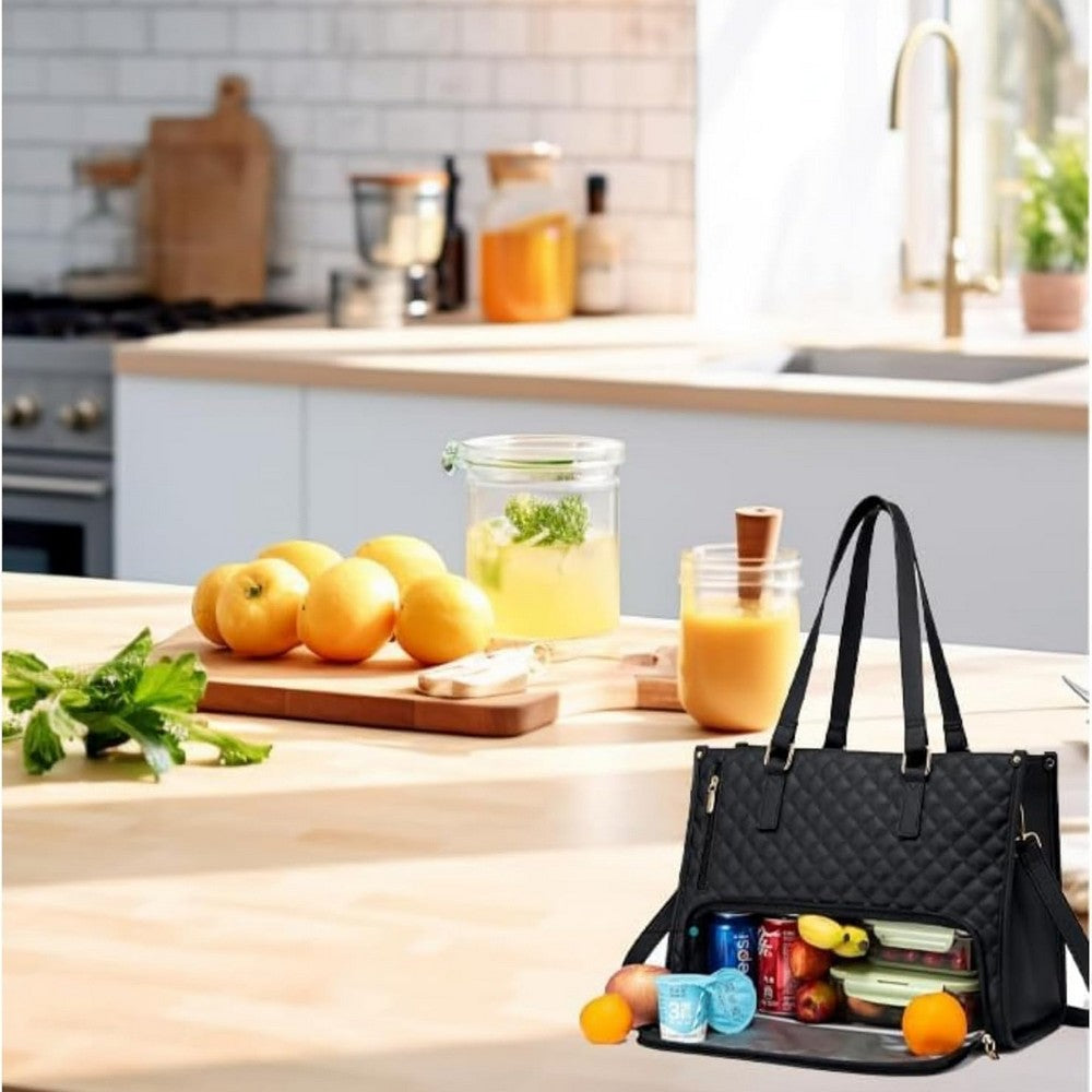 2-in-1 Tote Travel Bag and Wallet with Insulated Lunch Compartment