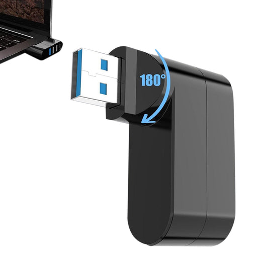 4-Port USB 3.0 Hub 180-Degree Rotating USB Splitter for Laptop Car