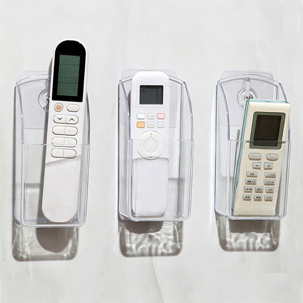 3 Pack Clear Remote Control Holder Wall Mount Organizer for TV AC Phone Glasses