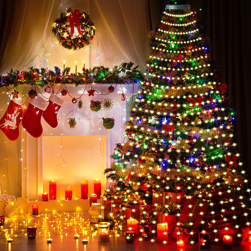 Christmas Tree Waterfall LED Fairy Lights for Outdoor Yard Party Decorations