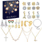 24 Days Countdown Jewelry Christmas Advent Calendar Bracelets Necklaces Earings Kit