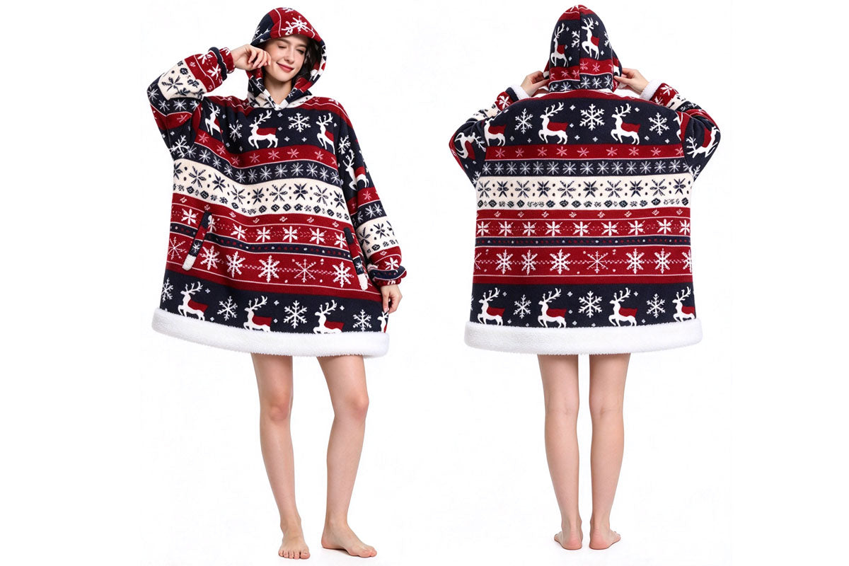 Wearable Blanket Hoodie Oversized Plush Fleece Hooded Blanket
