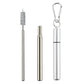 2 Pack Collapsible Stainless Steel Travel Straws with Keychain Cases