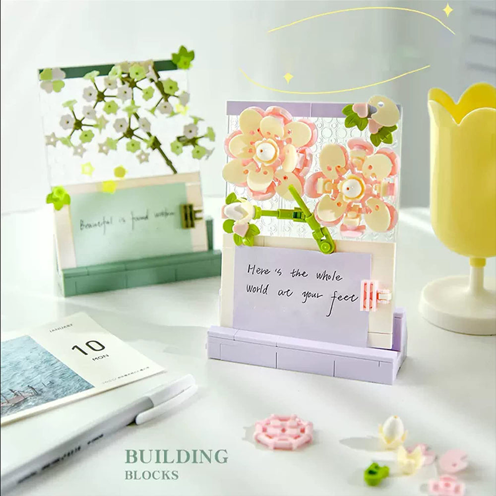 Artificial Flower Blocks Kids Building Toys Flowers Sticky Note Clip Folder