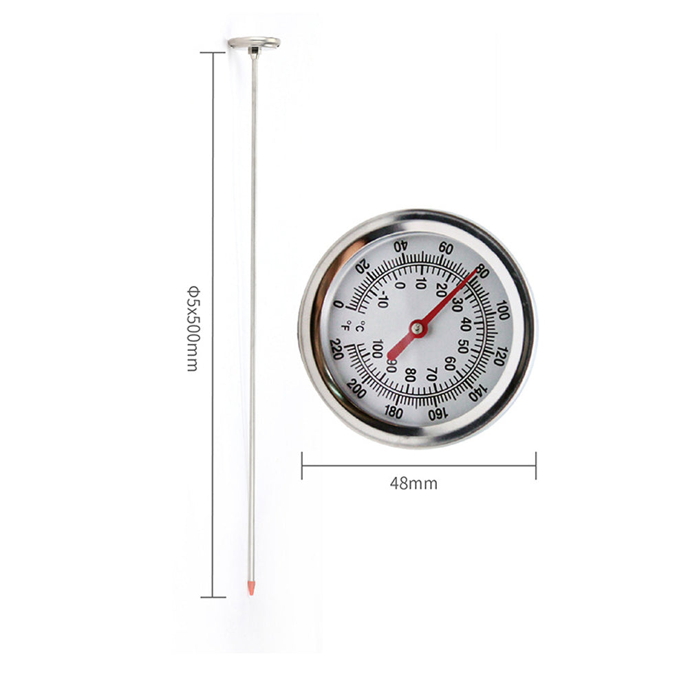 50cm Stainless Steel Long Stem Compost Ground Soil Thermometer-Minus 10 to 100 degrees Celsius