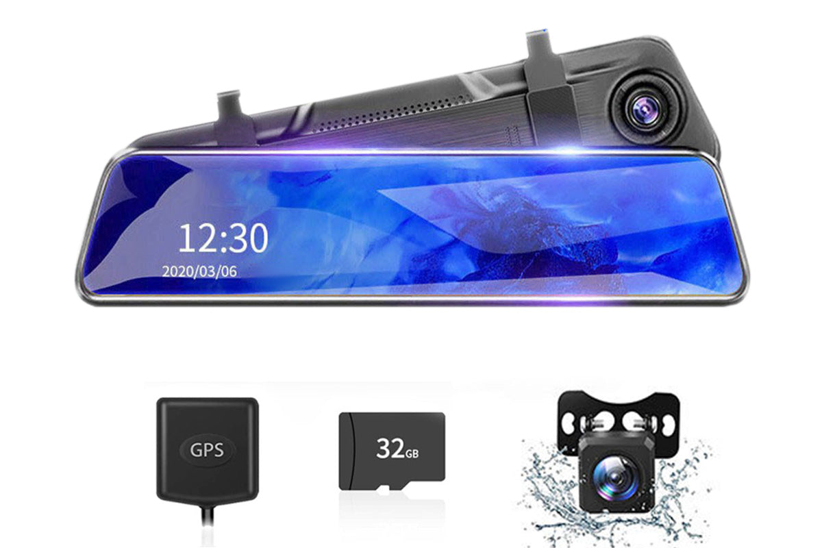 12-inch 4K Streaming Rearview Mirror Dash Cam with Dual Lens & Night Vision