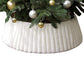 White Christmas Tree Collar With Stripe Textured Pattern Christmas Tree Skirt Base