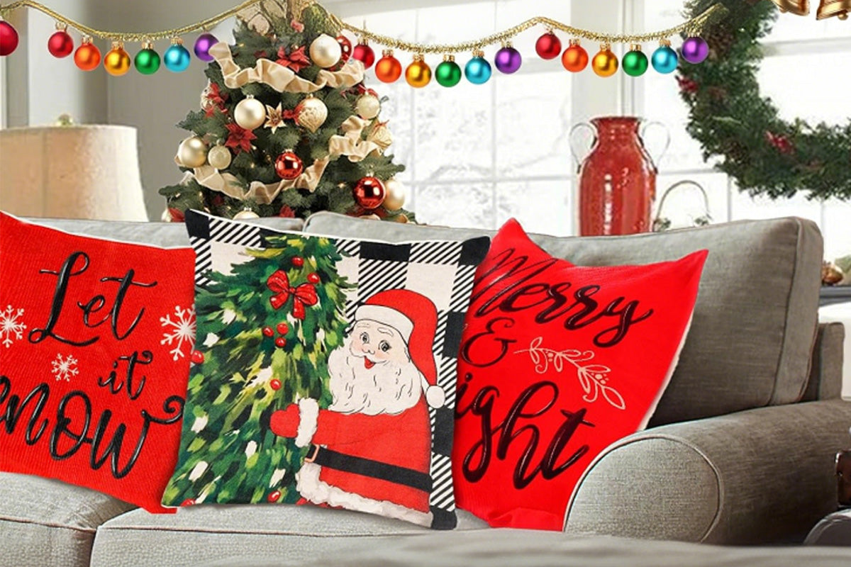 Set of 4 Christmas Pillow Covers Decorative Throw Pillow Covers for Sofa