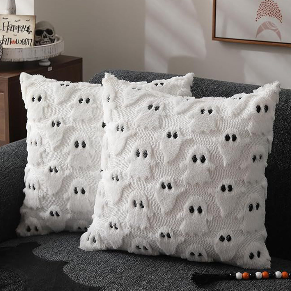 Cute Halloween Ghost Pillow Cover with Zipper for Living Room Bedroom Office