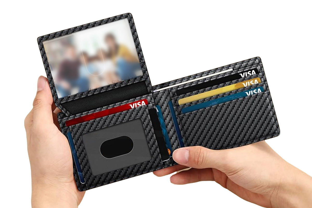 Men Slim RFID Shielding Microfiber Wallet Credit Card Holder Money Clip