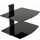 Adjustable Two-Tier Tempered Glass Floating TV Media Shelf