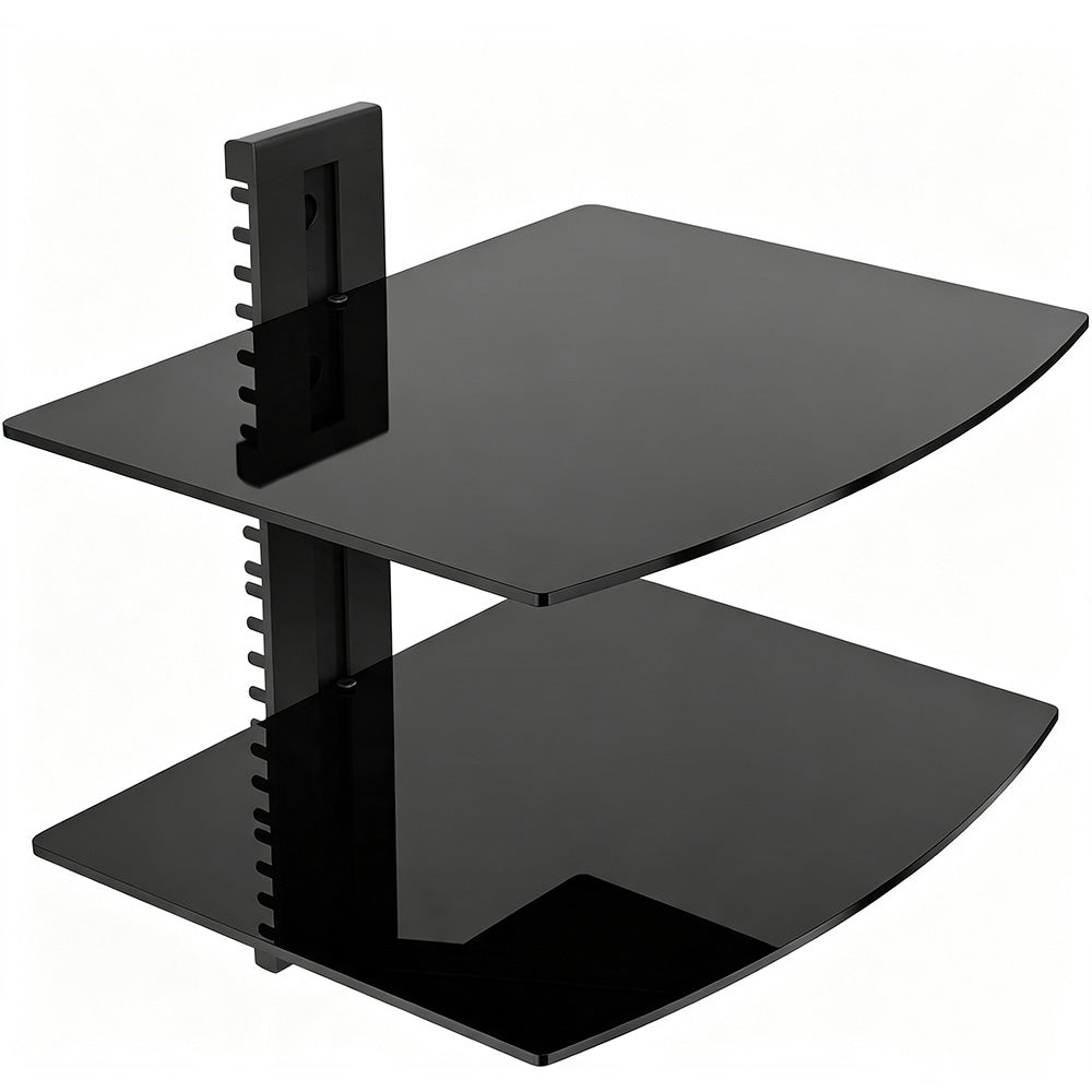 Adjustable Two-Tier Tempered Glass Floating TV Media Shelf