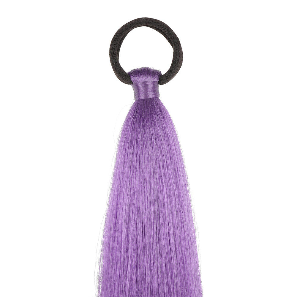 2PCS Purple Ponytail Extension With Elastic Tie Straight Sleek Wrap Around Braid