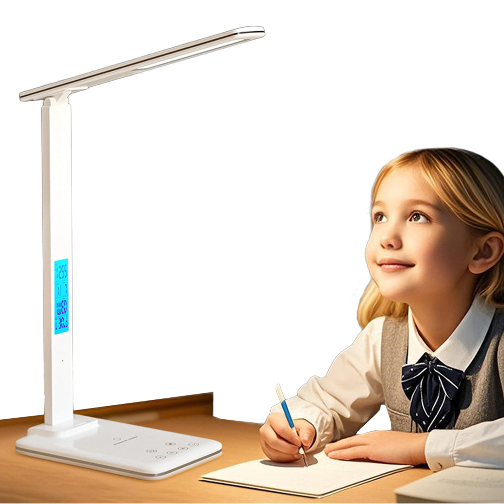 Foldable Desk Lamp with Wireless Charger USB Port and Digital Clock
