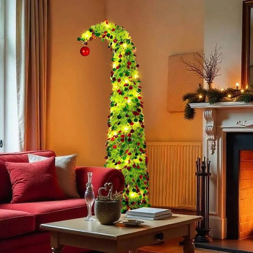 1.5m Tinsel Collapsible Crooked Christmas Tree Xmas Decoration