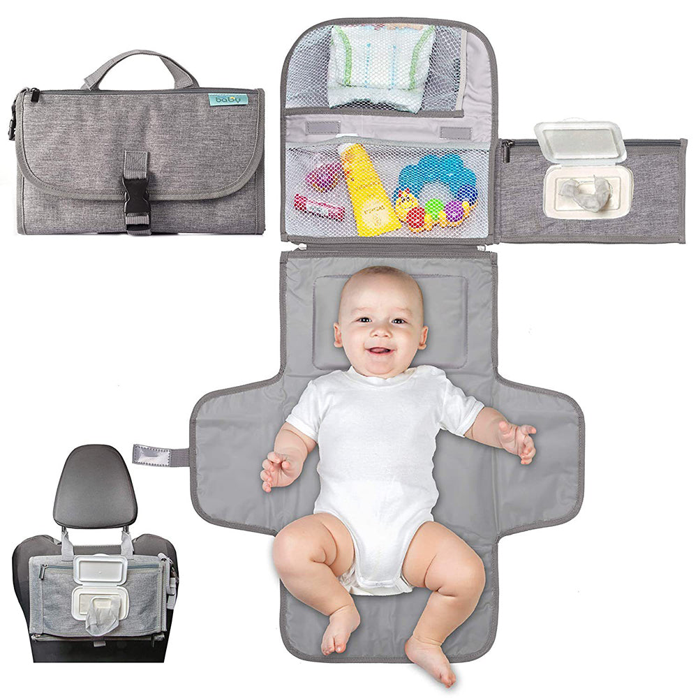 Kid Changing Pad with Smart Wipes Pocket Waterproof Travel Changing Kit