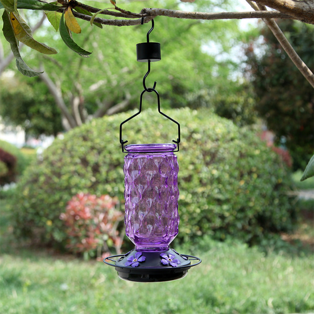 Stained Glass Hummingbird Feeder Wide Mouth Garden Decor