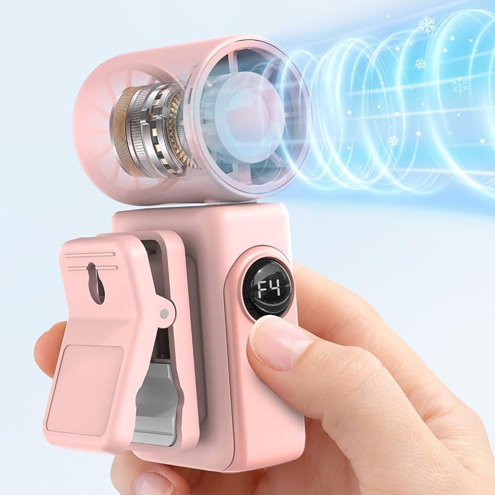 Clip On Handheld Turbo Fan with LED Display 4 Speeds and 180 Degree Tilt