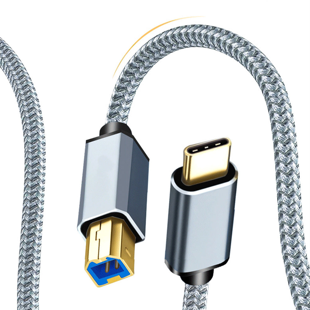 USB 2.0 Printer Cable Type C to USB 2.0 and USB to USB 2.0 1.5m Braided Cord for Scanner