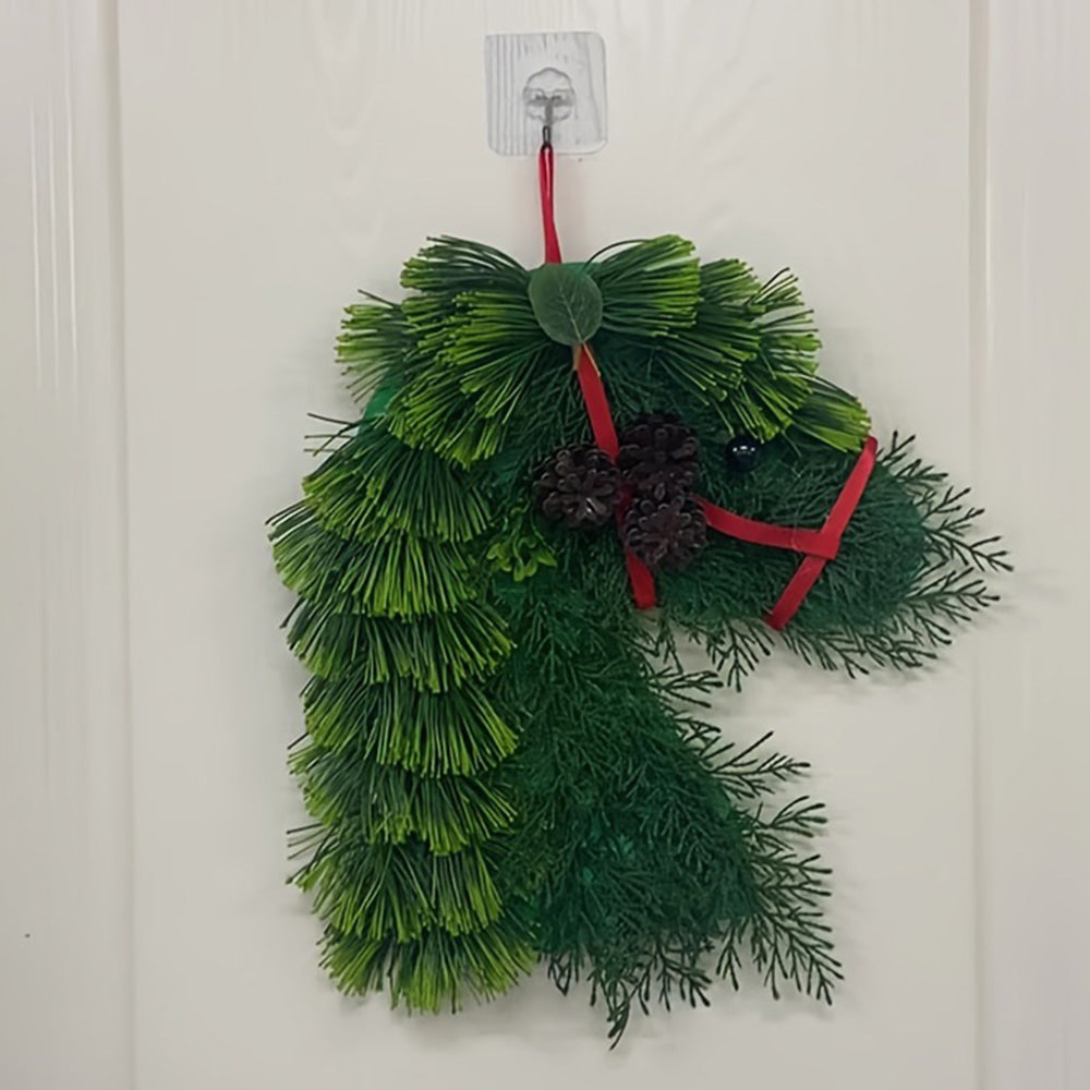 Artificial Horse Head Shaped Christmas Wreath for Door and Wall Decor