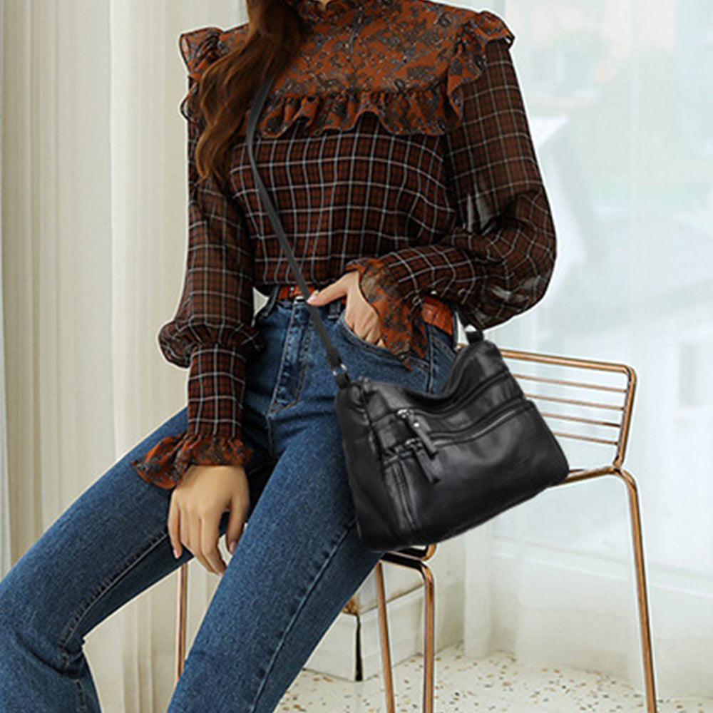 Two-Layer PU Leather Crossbody Bag for Women