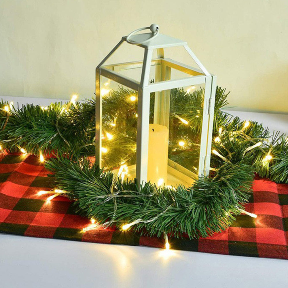 10m Christmas Garland with 100 LED Lights Artificial Wreath Stairs Rattan Decoration