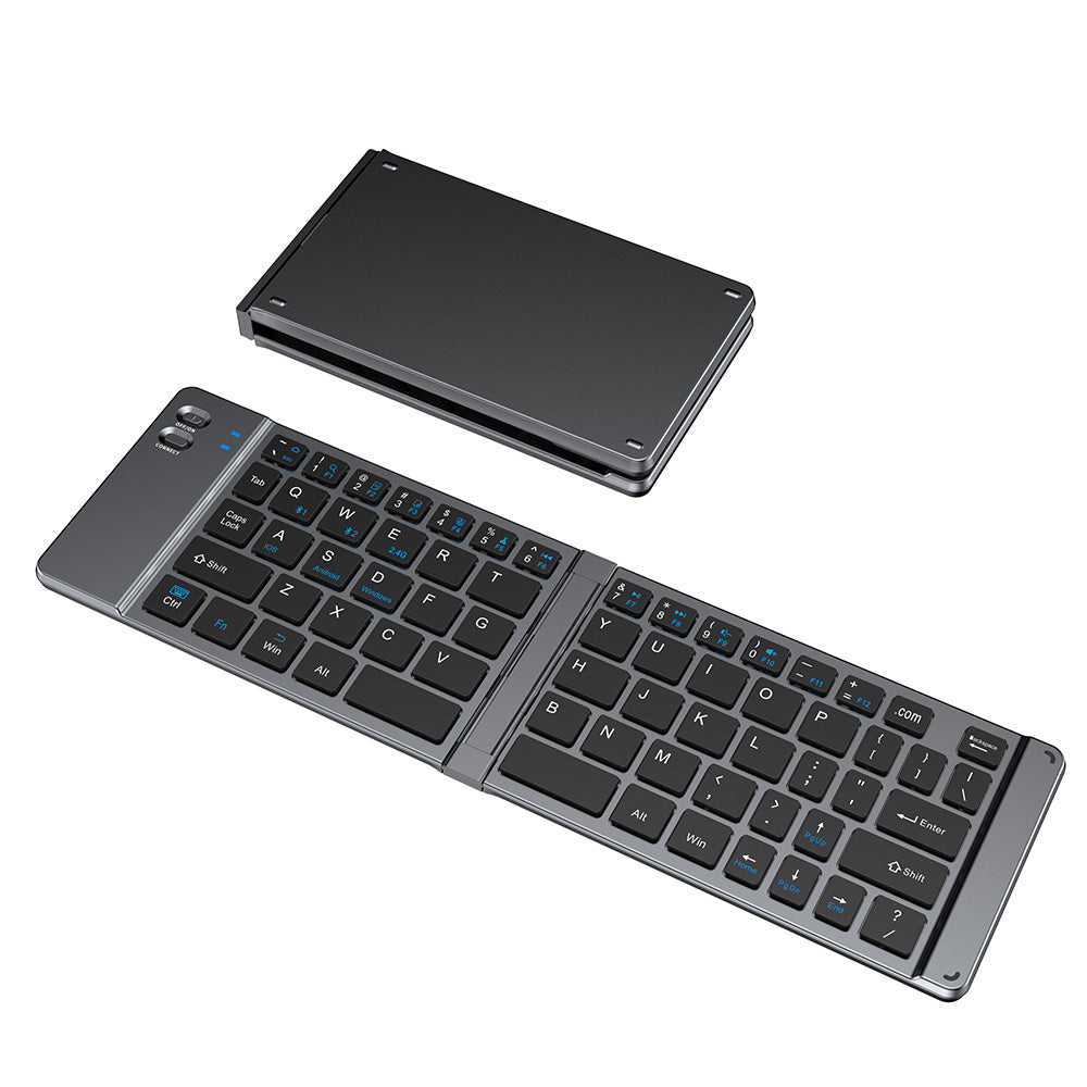 Foldable Wireless Keyboard Mouse Set Tri-Mode Bluetooth 2.4G Rechargeable