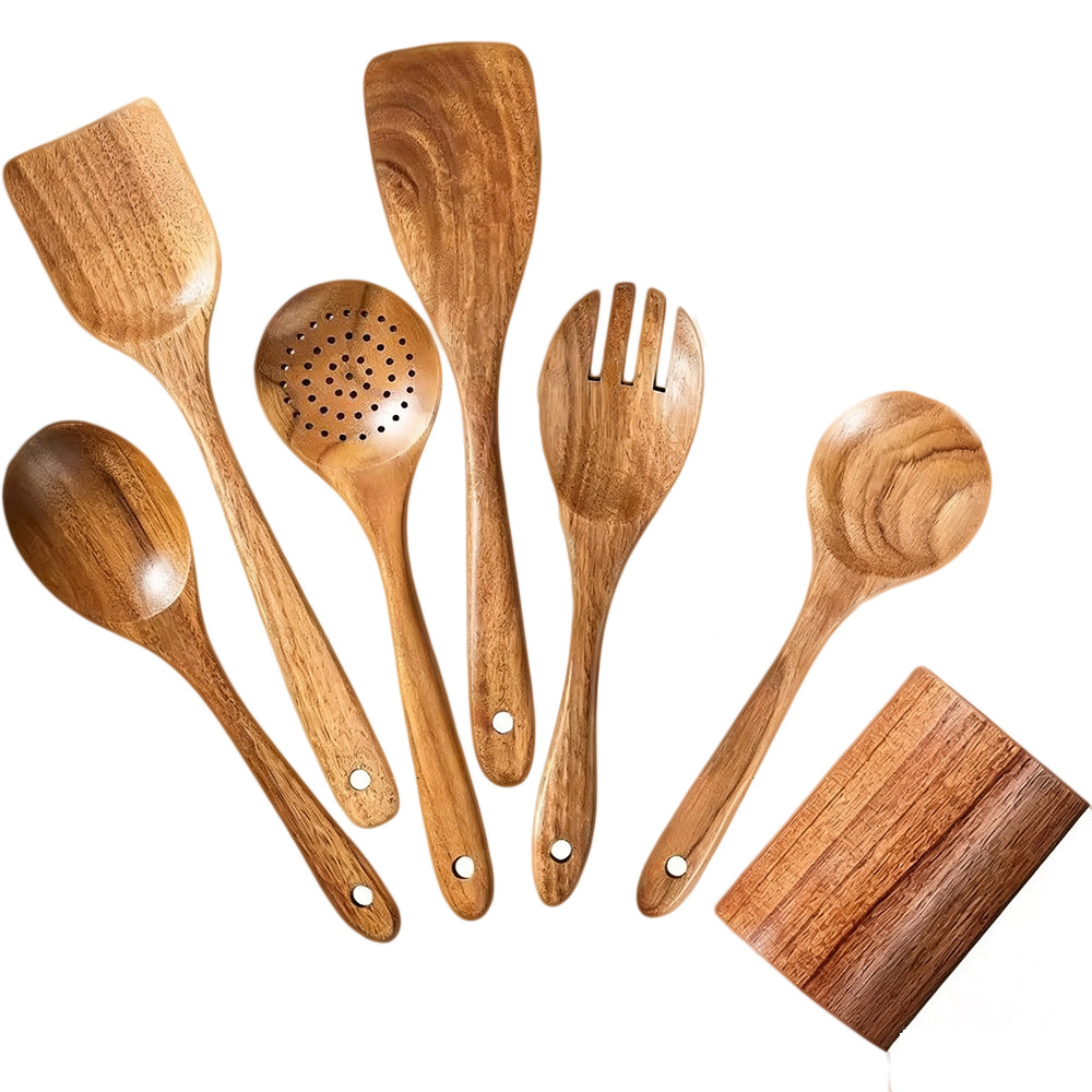 7 Piece Kitchen Utensil Cooking Spoon Set with Holder