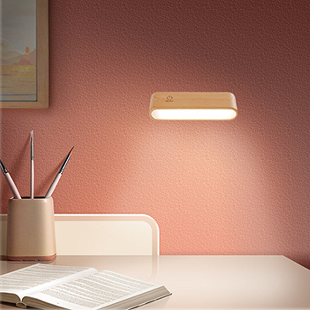 2Pcs Battery Operated Wall Sconce Wooden kidic Night Light Rotatable Cordless Wall Lamp