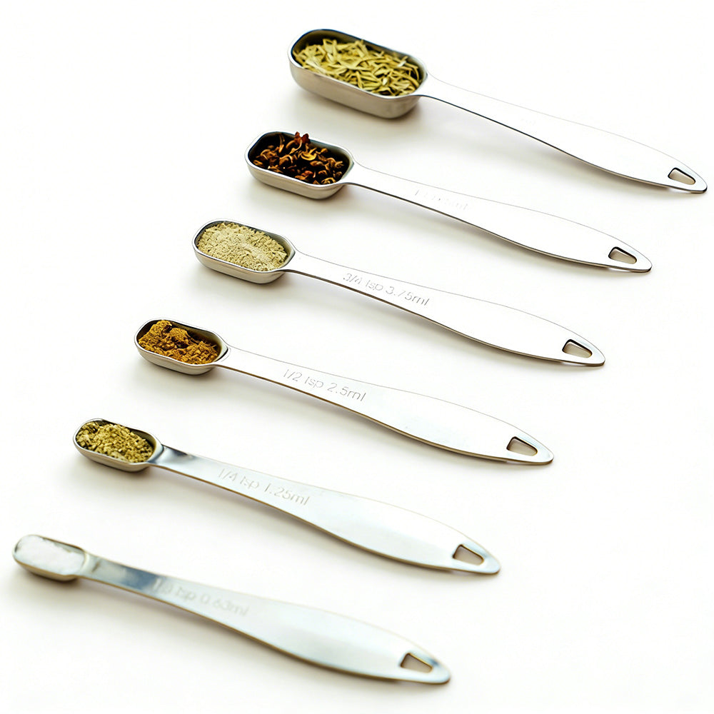 6Pcs Stainless Steel Measuring Cups Spoons Kitchen Baking Cooking Tools Set