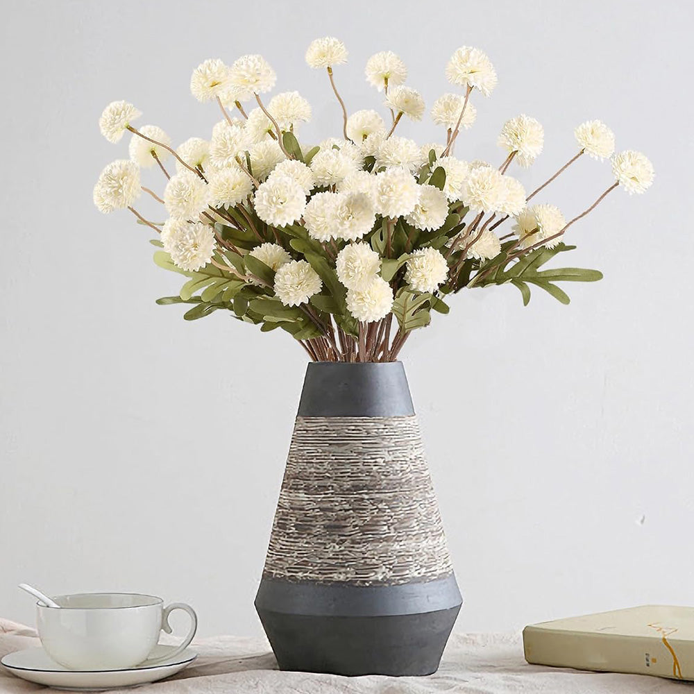 5 Pack Stem Cloth Dandelion Ball Artificial Flowers with Bendable Stems