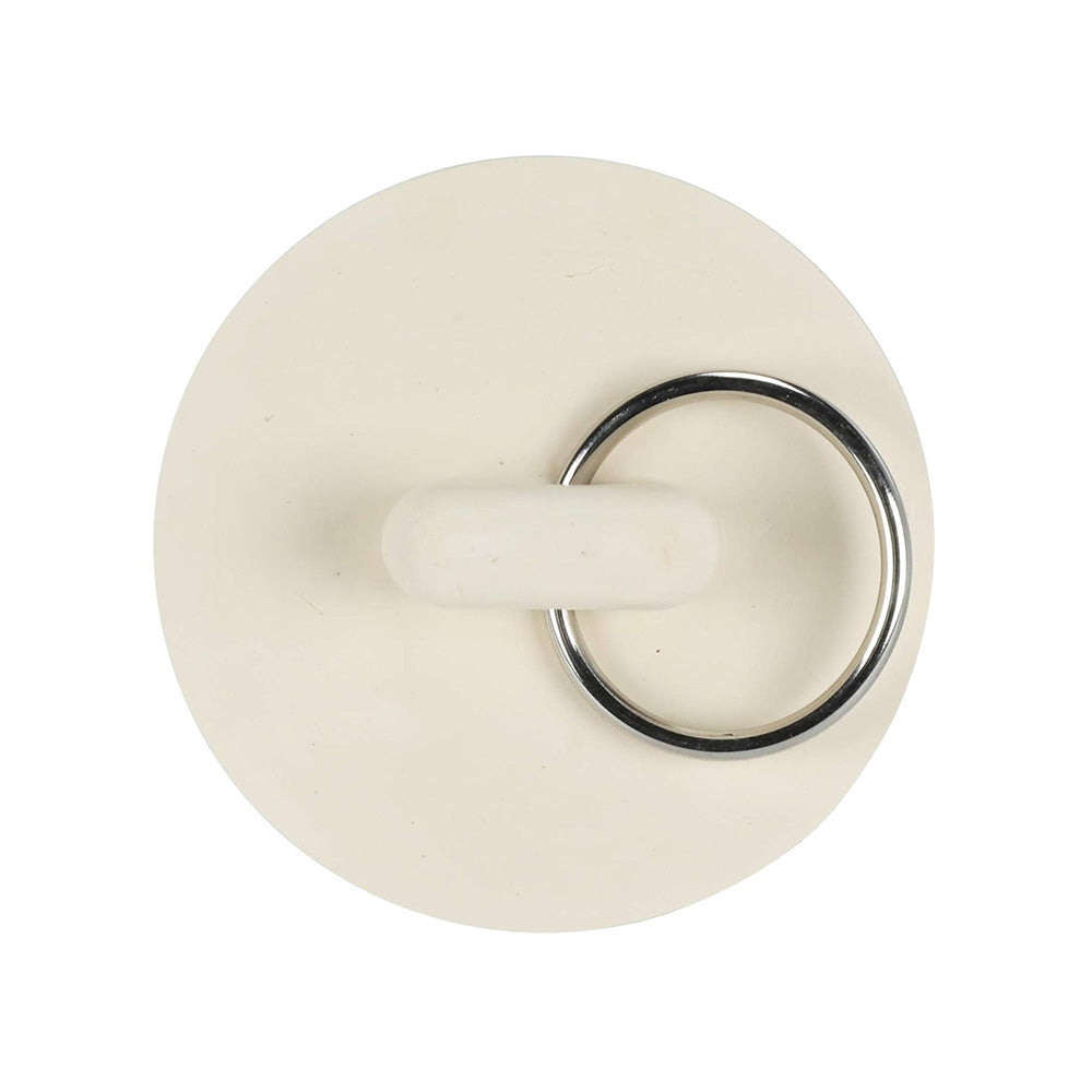4 Universal Plastic Sink Stoppers with Metal Pull Rings for Basins and Bathtubs