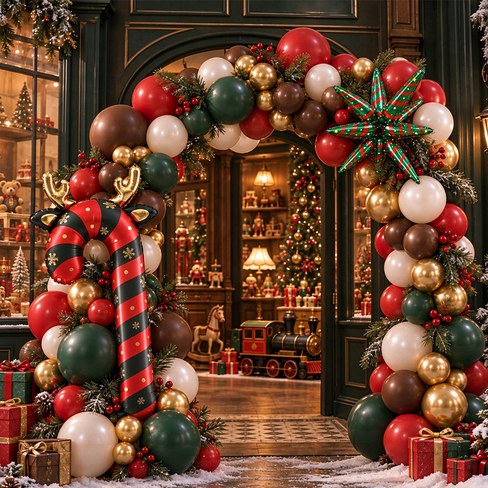 114 Pcs Christmas Balloon Arch Garland Kit with Red Green Foil Balloons