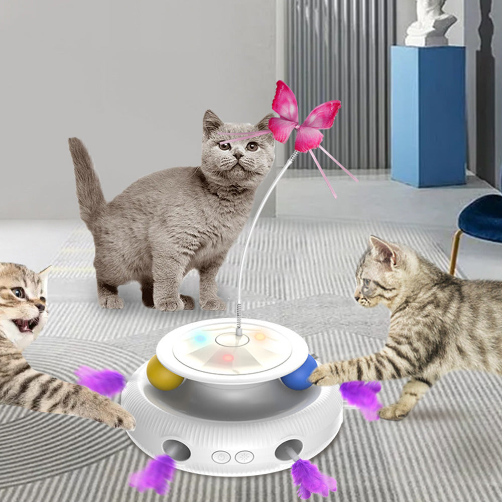 Cat Toy 3-in-1 Automatic Interactive Cat Toys USB Rechargeable Powered Smart Indoor Exercise Kicker