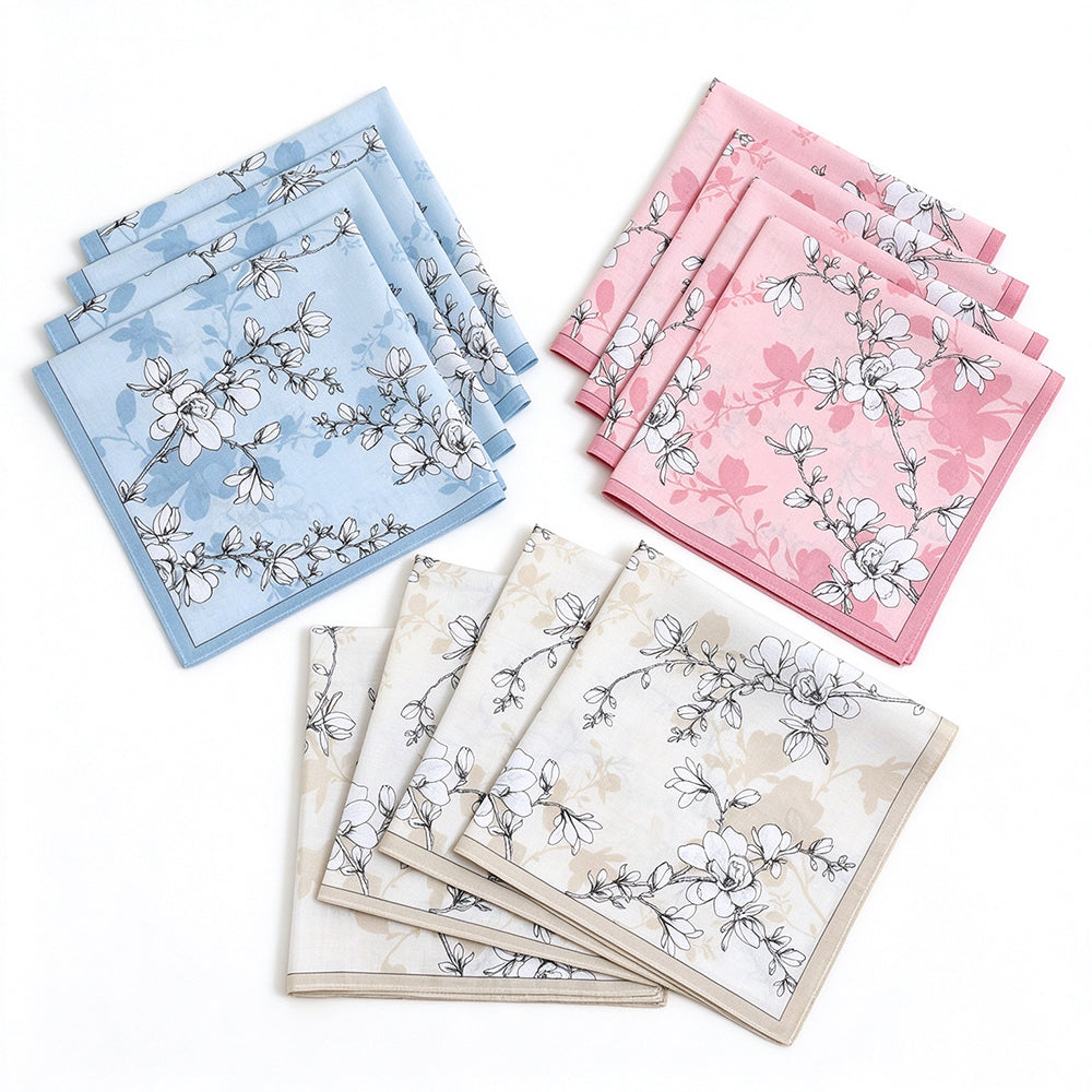 12 Pack Pure Cotton Printed Handkerchiefs 42cm Square