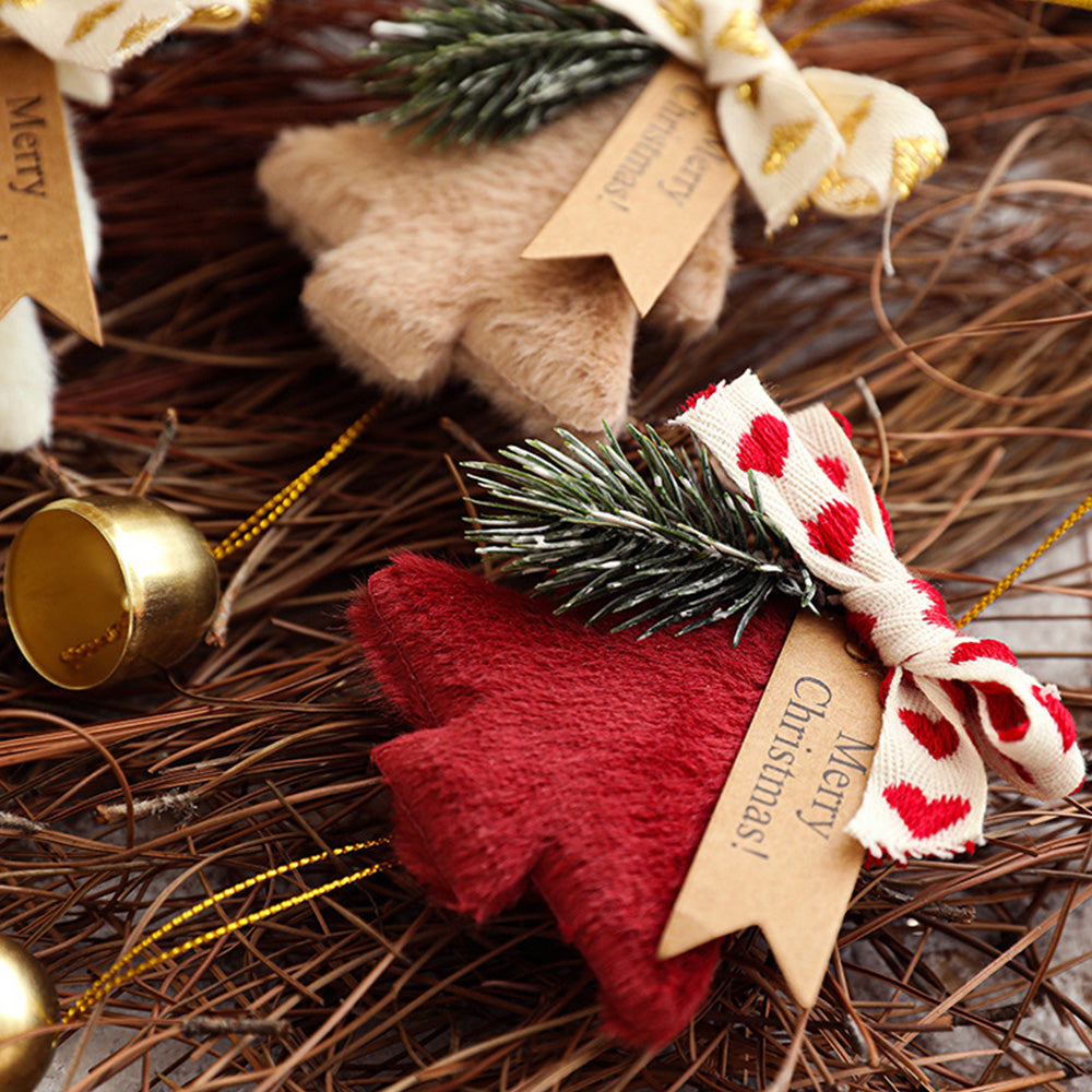 3pcs Jingle Bells Christmas Tree Decorations Plush Pendant Hanging Christmas Ornaments