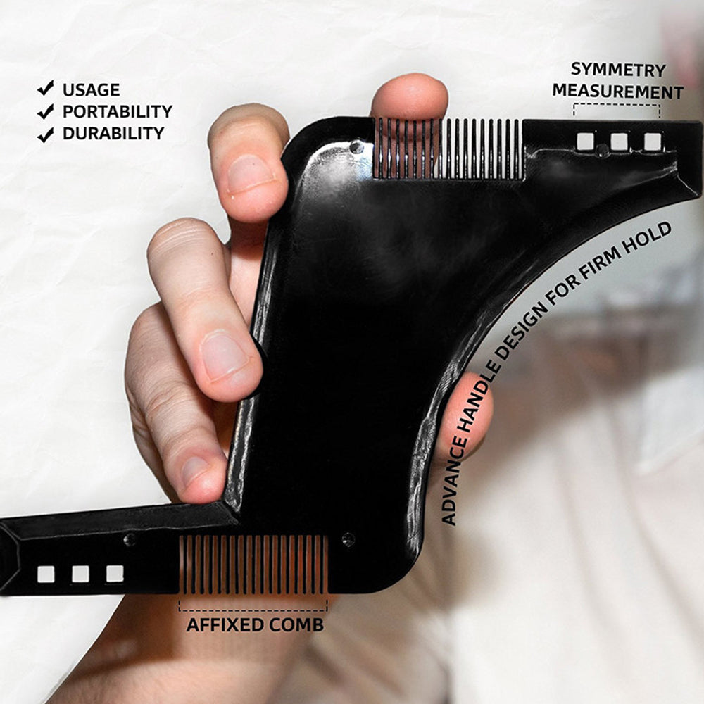 2Pcs Beard Styling Shaping Template Comb Barber Tool Symmetry Trimming Shaper Stencil