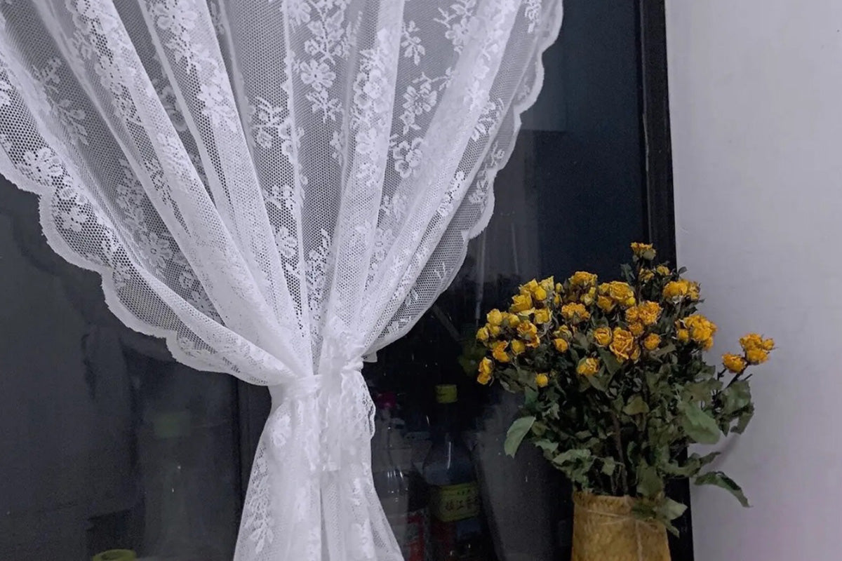 Vintage Lace Sheer Curtains Flowers And Branch Voile Curtains For Living Room Garden