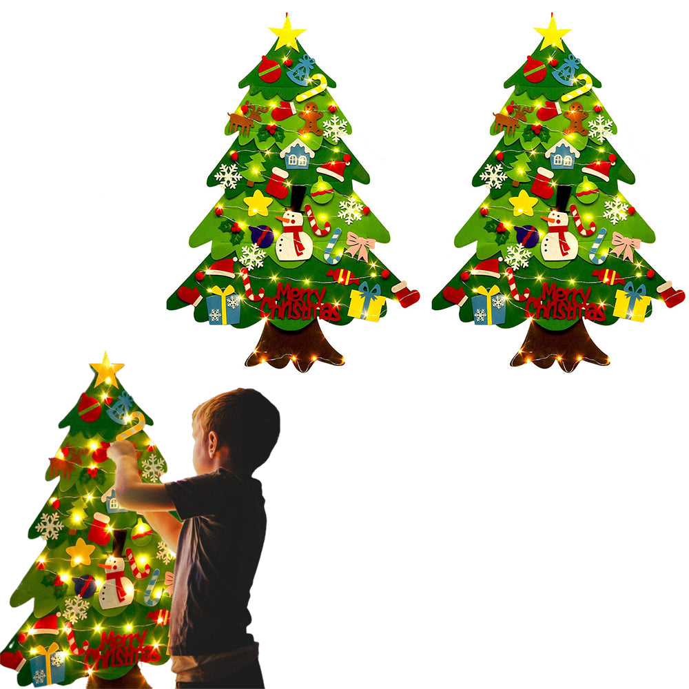 2Pcs DIY Felt Xmas Tree Christmas Ornaments Set with Light
