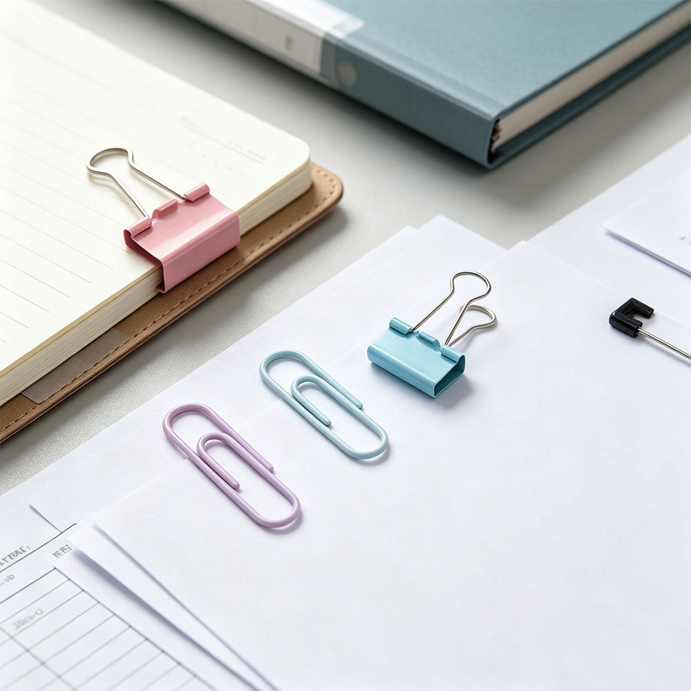240Pcs Binder Clips and Paper Clips Set 6 Sizes for Office School Home