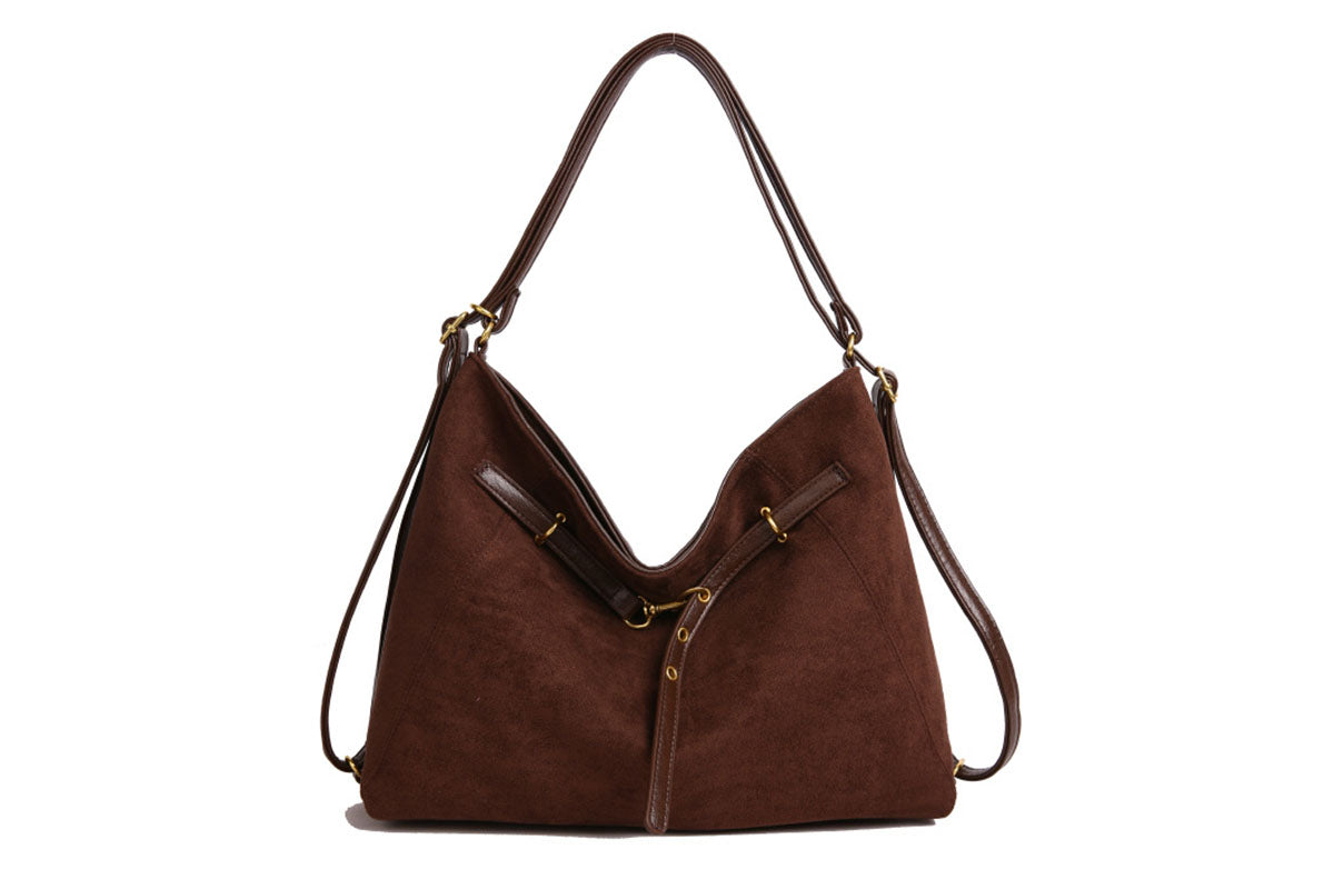 2-In-1 Vintage Suede Hobo Bag Backpack Shoulder Bag
