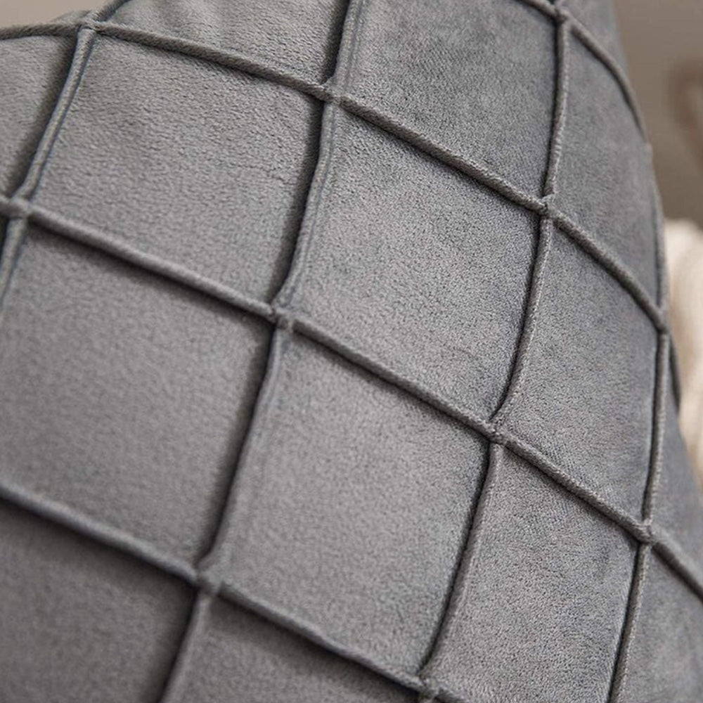 Velvet Rhombus Pleated Cushion Cover for Sofa Bedroom and Window Seat-Grey