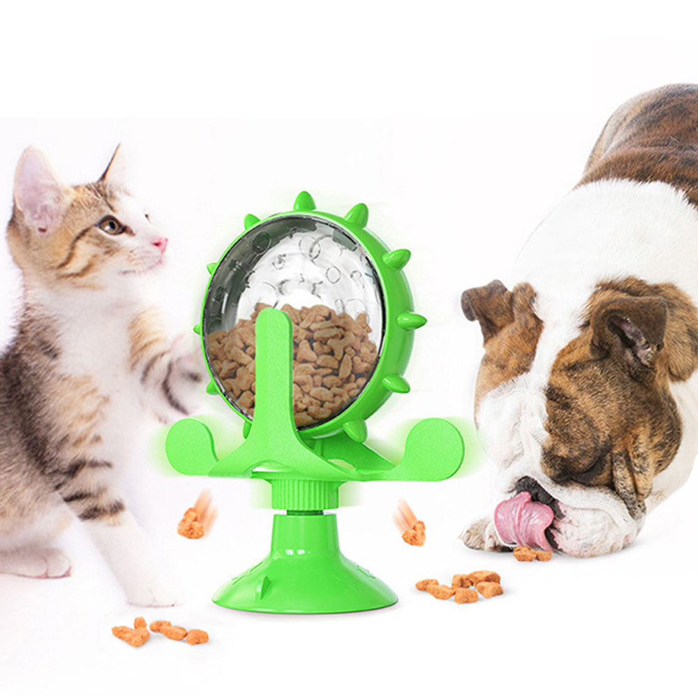 Interactive Pet Treats Dispenser Toy 360 Degrees Rotating Windmill Toy Slow Pet Feeder