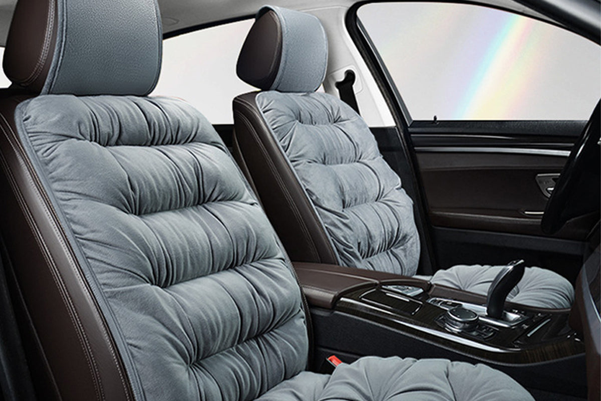 Single Winter Short Plush Auto Seat Cushion and Backrest Cover